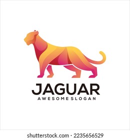 Diseño de logotipo colorido en gradiente jaguar
