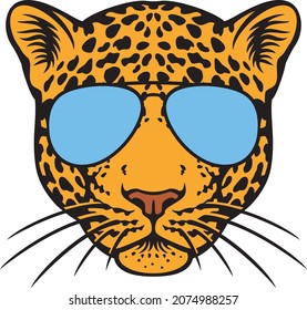 Jaguar head with aviator sunglasses vector illustration