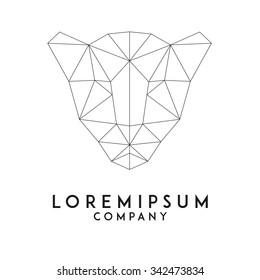 Jaguar head logo template for business. Abstract head with grid lines. Vector illustration.
