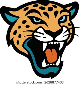 jaguar head mascot snarling logo with vector art.