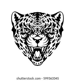 Jaguar head. Tattoo design. Vector illustration