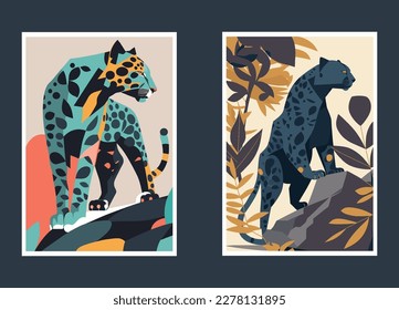 Jaguar, leopard, cheetah, panther, leopard, panther. Vector illustration. wall art print poster