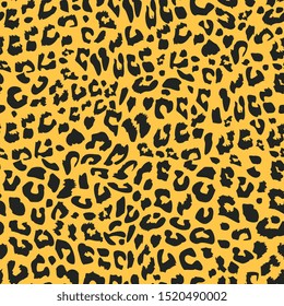 Jaguar or leopard seamless pattern. Realistic animal skin background vector illustration fur textile ready for print.