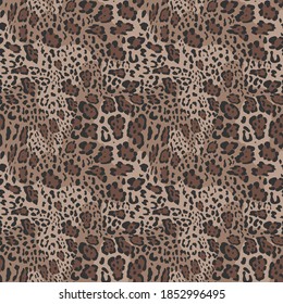 Jaguar leopard seamless pattern in vector, brown wild animal spots, fabric