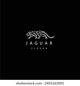 Jaguar line art logo design template