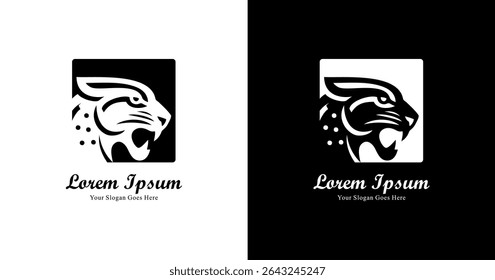 Design de logotipo Jaguar combinado com quadrado