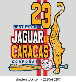 Jaguar mascot of a baseball team with a baseball bat and ball. Baseball mascot illustration concept.