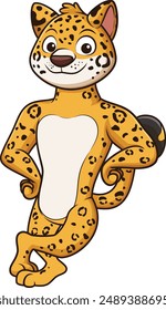 Jaguar mascot leaning vector illustration