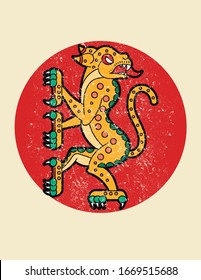 gráfico jaguar mayan azteca mexicana