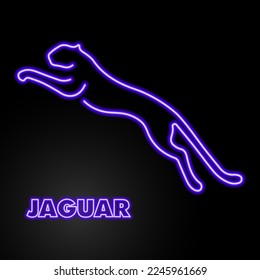 jaguar neon sign, modern glowing banner design, colorful modern design trends on black background. Vector illustration.