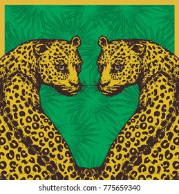 jaguar on leaves background