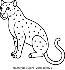 Jaguar outline illustration art, smooth line art like silhouette on white background