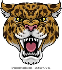 A jaguar, panther, leopard or cheetah wildcat spotted cat sports team mascot 