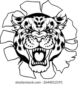 A jaguar, panther, leopard or cheetah wildcat spotted cat sports team mascot 