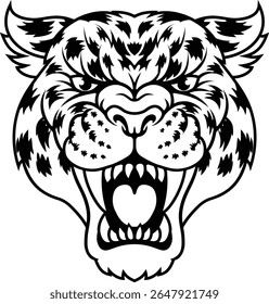 A jaguar, panther, leopard or cheetah wildcat spotted cat sports team mascot 