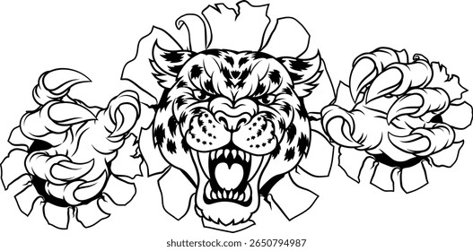 A jaguar, panther, leopard or cheetah wildcat spotted cat sports team mascot 