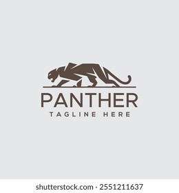 Jaguar panther leopard silhouette logo design with vector template
