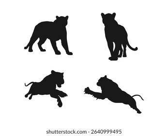 Jaguar, panther, leopard silhouette logo design. Big black panther, illustration, vector on white background.