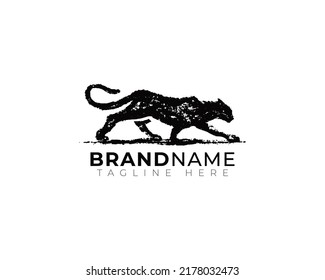 Jaguar Panther Puma Tiger Lion illustration in black splash splat grunge textured liquid paint stain 
