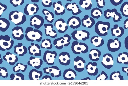 Impressão de onça, padrão sem emenda de impressão animal, plano de fundo, dados vetoriais, padrão completo. Azul