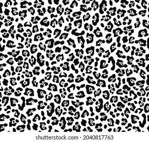 
Jaguar print black and white pattern vector seamless background, wild cat pattern.