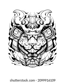 jaguar Samurai Warrior silhouette Illustration