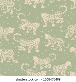 Jaguar seamles pattern. Cute design for birthdays cards, childish posters, fabric design, paper, textiles, background, stickers, greeting, planner,  diary,  t-shirt print design. Vector illustration.