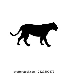 Jaguar silhueta ícone vetor plano design em fundo branco.