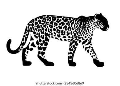 Jaguar silhouette isolated on white background. Vector illustration