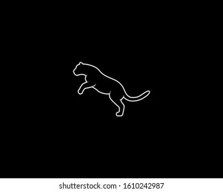 Jaguar Silhouette on Black Background. Isolated Vector Animal Template for Logo Company, Icon, Symbol etc