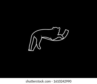 Jaguar Silhouette on Black Background. Isolated Vector Animal Template for Logo Company, Icon, Symbol etc