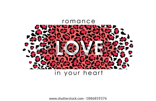 Jaguar skin romance love in you heart background.\
Tracery spots with red puma camouflage outlines in white leopard\
vector color scheme.