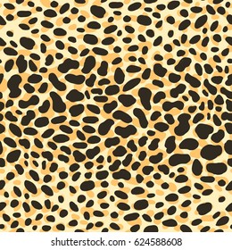 Jaguar Skin Seamless Pattern. Vector graphic pattern of abstract elements in black and orange color.

