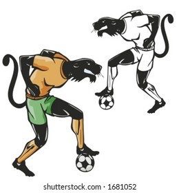 Jaguar Soccer Mascot for sport teams. Great for t-shirt designs, school mascot logo and any other design work. Ready for vinyl cutting.