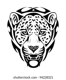 jaguar tribal head - isolated tattoo