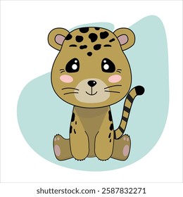 The jaguar. Tropical animals. Vector illustration, flat style, kawaii