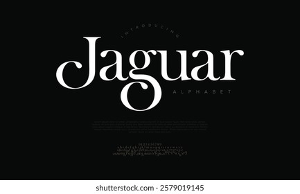 Jaguar typography beauty fashion elegant minimalist serif italic fonts decorative wedding vintage retro logos. Minimal luxury font alphabet logo. Vector illustration