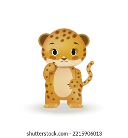 Jaguar-Vektor. Cute Jaguar, 3D Cartoon-Charakter.  Kawaii-Tier. Geeignet für Babyartikel, Kinderbücher, Waren.