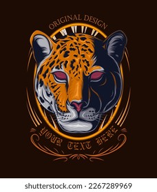 Jaguar vector illustration. Wild cat head.