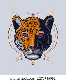 Plantilla de logotipo de vectores Jaguar. Ilustración vectorial de un gran gato jaguar o cabeza de leopardo. Mascota de cabeza de jaguar