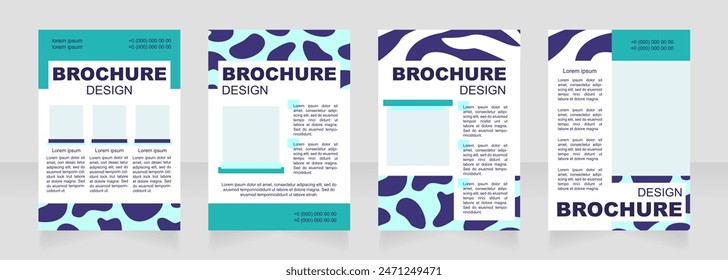 Diseño de diseño de folleto en blanco azul de jaguar y cebra. Estampado animal. Conjunto de Plantillas de póster de Vertical con espacio de copia vacío para texto. Colección de informes corporativos prefabricados. Páginas de papel de folleto editables