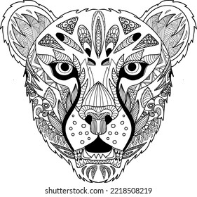 jaguar zen doodle coloring image for adults