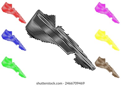 Ilustración vectorial de mapas del municipio de Jaguare (estado de Espírito Santo, municipios de Brasil, República Federativa de Brasil), dibujo de garabatos Mapa de Jaguaré