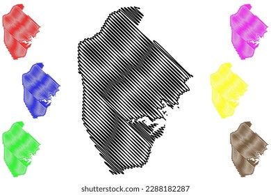 Jaguaretama municipality (Ceará state, Municipalities of Brazil, Federative Republic of Brazil) map vector illustration, scribble sketch Jaguaretama map