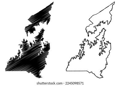 Jaguaribara municipality (Ceará state, Municipalities of Brazil, Federative Republic of Brazil) map vector illustration, scribble sketch Jaguaribara map