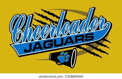 jaguars cheerleader team design in script with tail for school, college or league sports