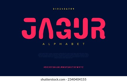 Jagur creative modern urban alphabet font. Digital abstract moslem, futuristic, fashion, sport, minimal technology typography. Simple numeric vector illustration