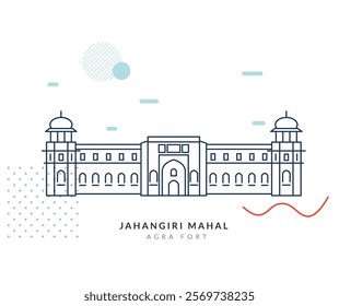 Jahangiri Mahal - Agra Fort - Stock Illustration as EPS 10 File