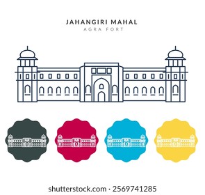 Jahangiri Mahal - Agra Fort - Stock Illustration as EPS 10 File