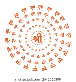 Jai Shree Ram texto circular trazado gráfico diseño.